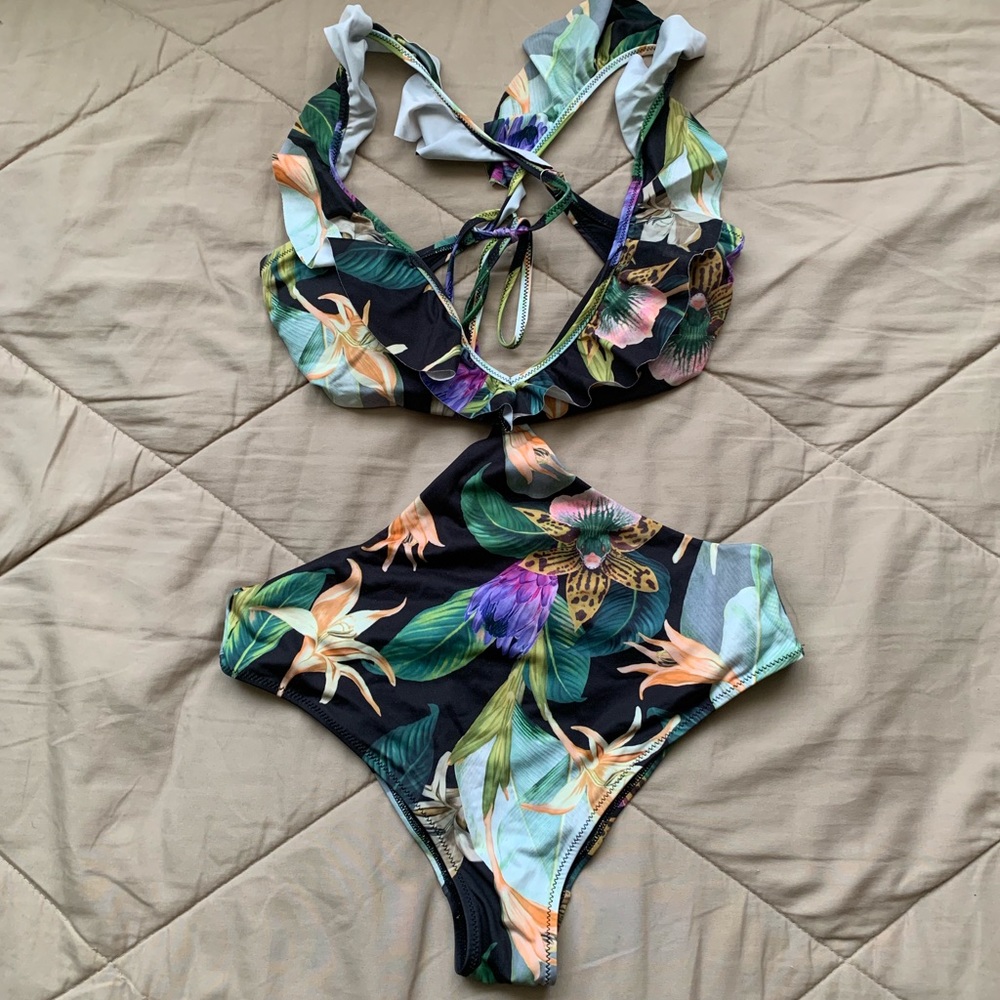 H&M: ruffled, cut out one piece